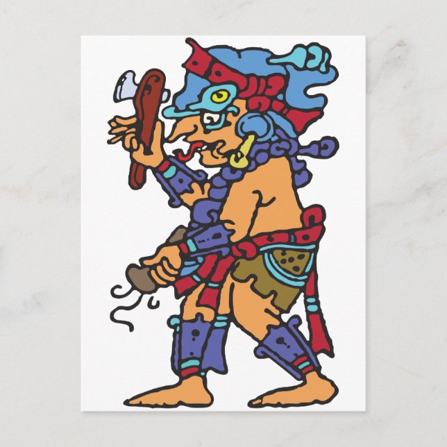 Mayan Rain God Coloured Postcard (Front)