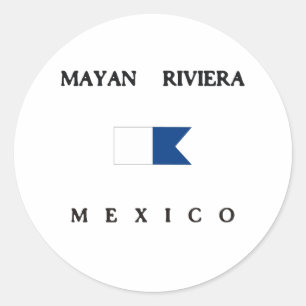 Mayan Riviera Mexico Alpha Dive Flag Classic Round Sticker