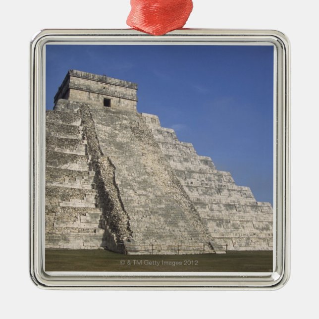 Mayan ruins at Chichen Itza, Kukulcans Pyramid Metal Ornament (Front)