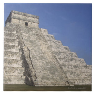 Mayan ruins at Chichen Itza, Kukulcans Pyramid Tile