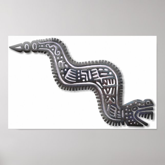 Mayan Serpent - Black and Silver Poster (Front)