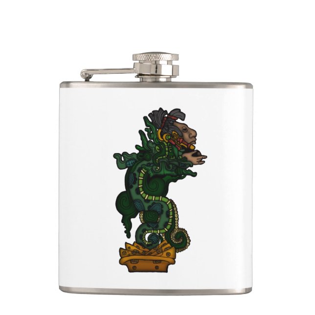 Mayan Serpent God Hip Flask (Front)