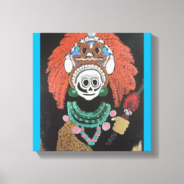 Mayan spear chuckers "born of fire" canvas print (Front)