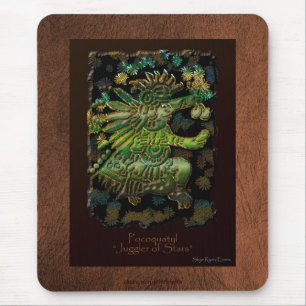 Mayan Star-juggling God on Faux Leather Mousepad