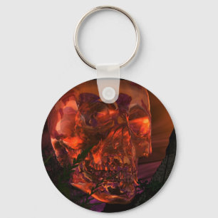 Mayan Temple with Crystal Skull Keychain