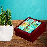 Mayan Turquoise & Golden Misty Caribbean Gift Box<br><div class="desc">Airy image celebrating Mexican Mayan culture. It depicts a Mayan warrior contemplating the horizon. Its delicate turquoise en golden background evokes the Mexican Caribbean. It is an exquisite design covered by a sheer veil, with blue and golden dots. What makes this design special is its profound cultural meaning. Enjoy your...</div>
