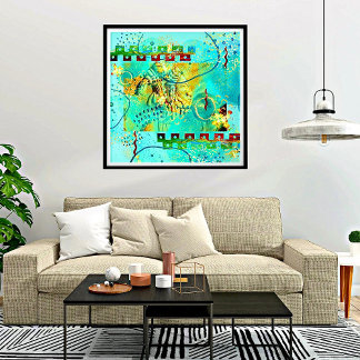 Mayan Turquoise & Golden Misty Sky Poster