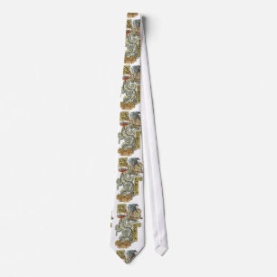 Mayan warrior watercolor painting. tie
