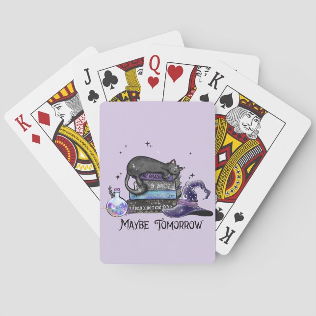 Maybe Tomorrow – Black Cat, Books & Witchy Vibes Playing Cards (Back)