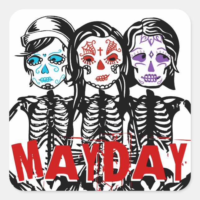 mayday : colour touched square sticker (Front)