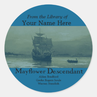 Mayflower Bookplate Classic Round Sticker