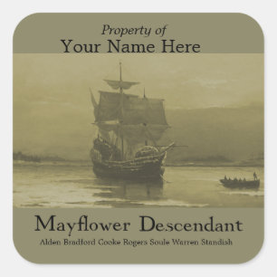 Mayflower  Bookplate Square Sticker