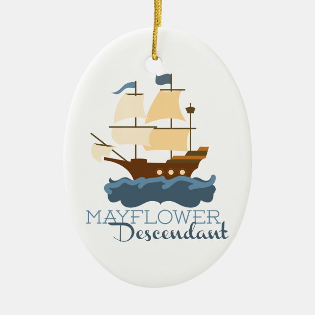 Mayflower Descendant Ceramic Ornament (Front)