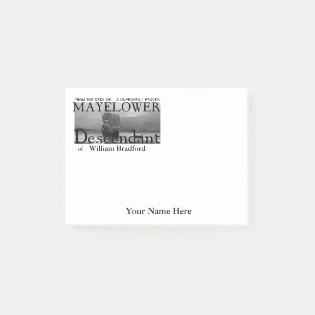 Mayflower Descendant, Proven/Unproven Post-it Notes (Front)
