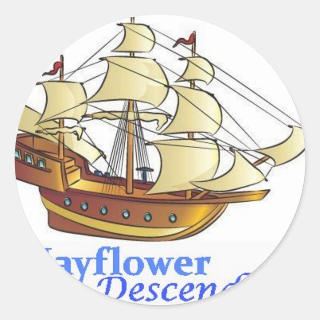 Mayflower Descendant Sailing Ship Classic Round Sticker (Front)