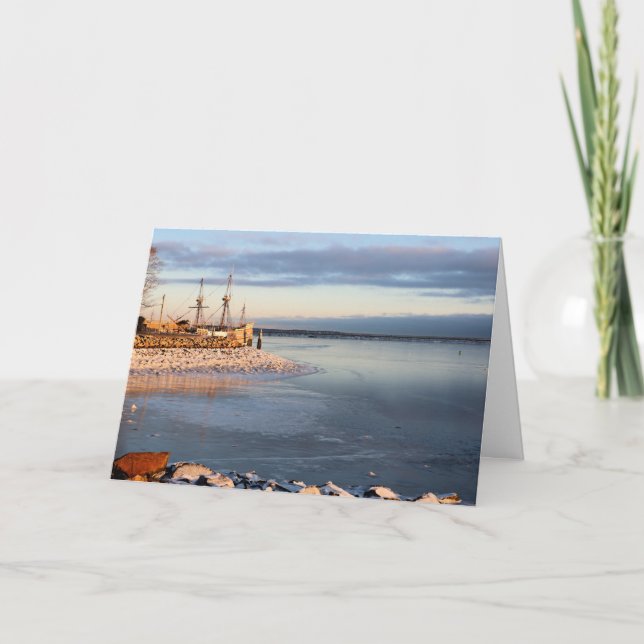 Mayflower II in frozen harbour Card (Front)