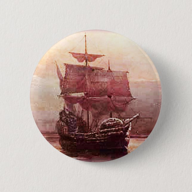 Mayflower in the Hudson Harbour 2 Inch Round Button (Front)