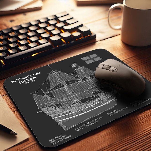 Mayflower - Ship Blueprint Plans PD Mouse Pad (Creator Uploaded)