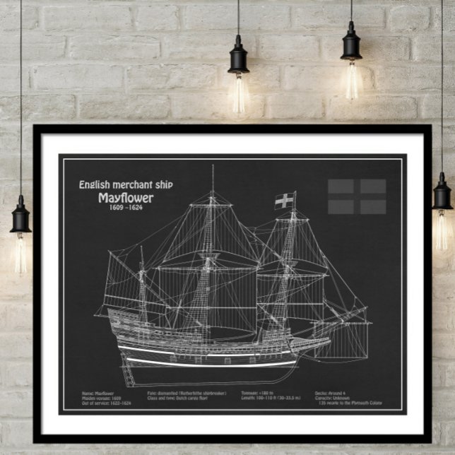 Mayflower - Ship Blueprint Plans PD Photo Print (Creator Uploaded)