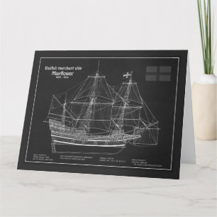 Mayflower - Ship Blueprint Plans PD Thank You Card