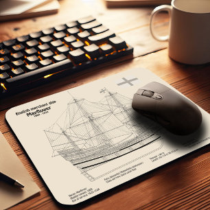 Mayflower - Ship Blueprint Plans SD Mouse Pad