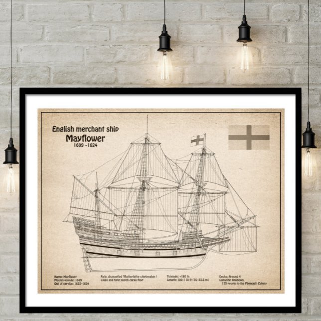 Mayflower - Ship Blueprint Plans SD Photo Print (Creator Uploaded)