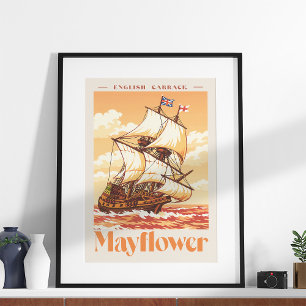 Mayflower Ship Vintage English Carrack Poster Art