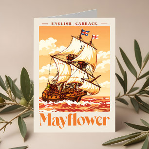 Mayflower Ship Vintage English Carrack Poster Art Thank You Card