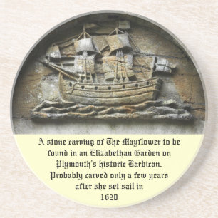 Mayflower - Stone Carving thanksgiving coasters