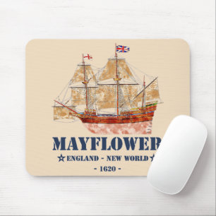 Mayflower Tall Ship - England to New World in 1620 Mouse Pad