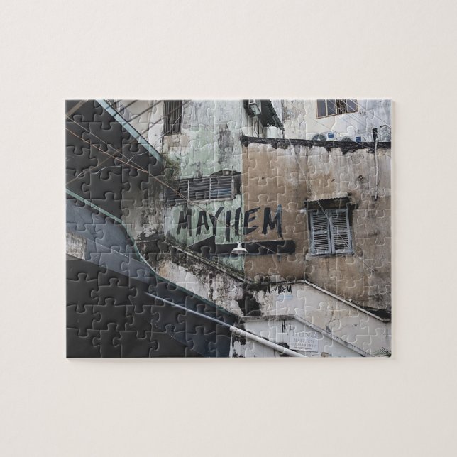 Mayhem Graffiti Street Art Colourful Jigsaw Puzzle (Horizontal)