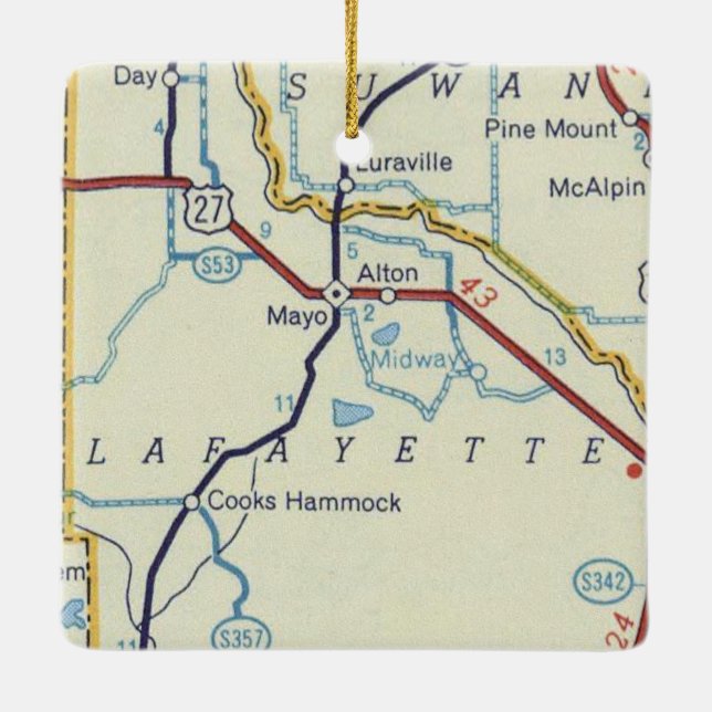 Mayo FL Vintage Map Ceramic Ornament (Back)