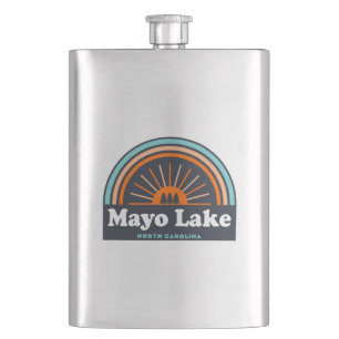 Mayo Lake North Carolina Rainbow Hip Flask