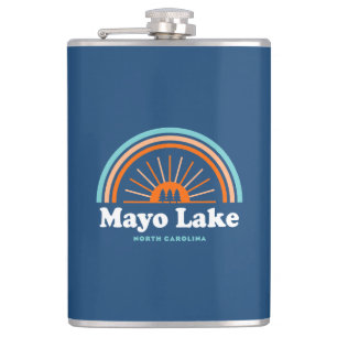 Mayo Lake North Carolina Rainbow Hip Flask