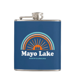 Mayo Lake North Carolina Rainbow Hip Flask