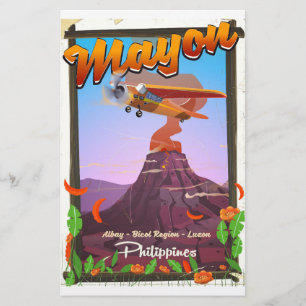 Mayon Volcano philippines adventure poster Stationery