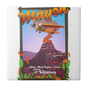 Mayon Volcano philippines adventure poster Tile