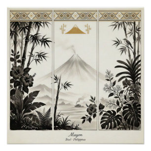 Mayon Volcano Triptych Wall Art 