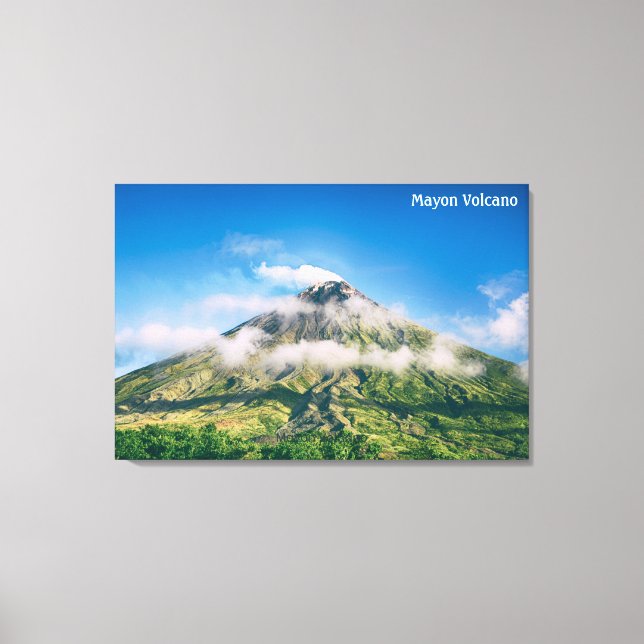 Mayon Volcano with bright blue sky Canvas Print (Front)