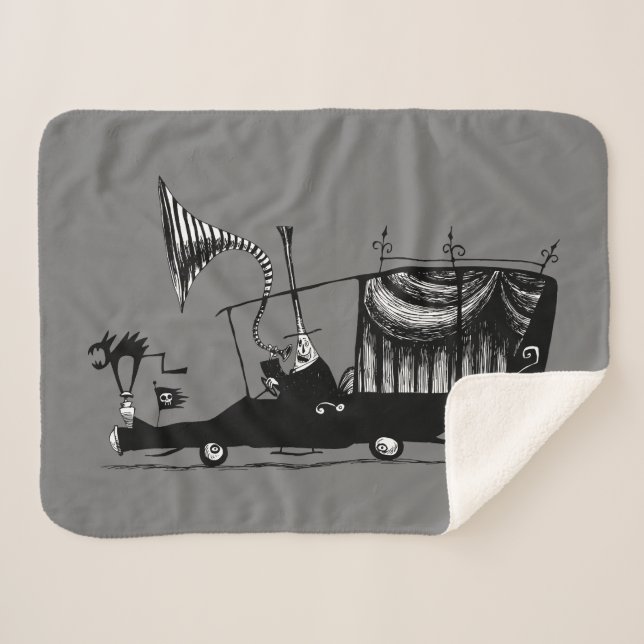 Mayor of Halloween Town Driving Hearse Sherpa Blanket (Front (Horizontal))