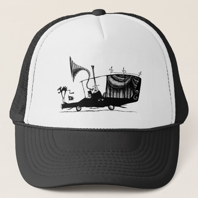 Mayor of Halloween Town Driving Hearse Trucker Hat (Front)