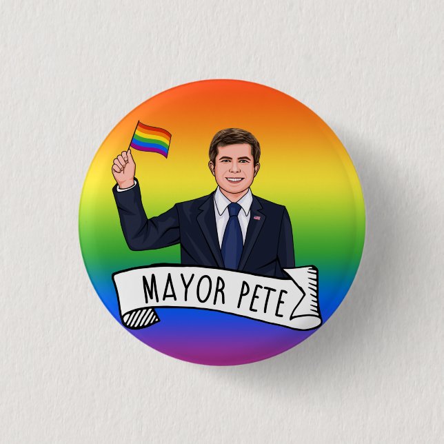 Mayor Pete Pride 1 Inch Round Button (Front)
