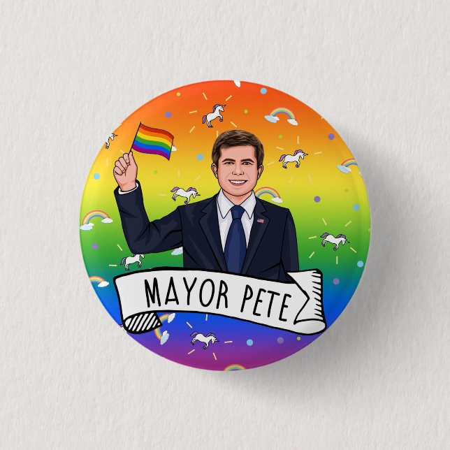 Mayor Pete Pride 1 Inch Round Button (Front)