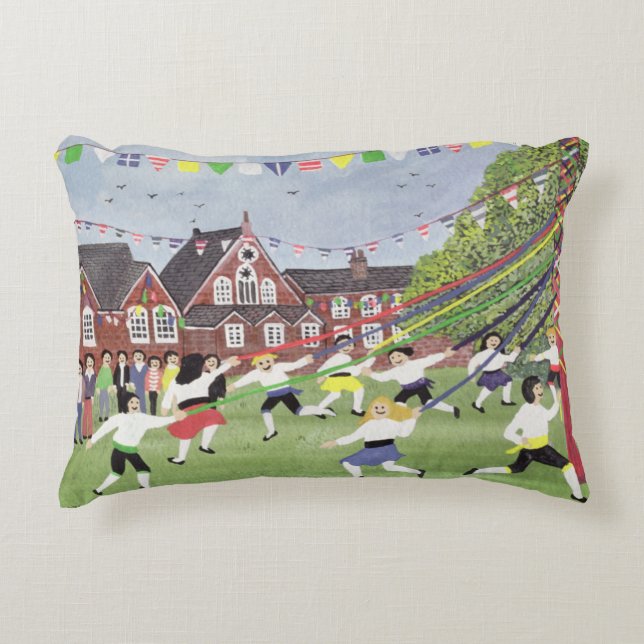 Maypole Dancing 1991 Accent Pillow (Front)
