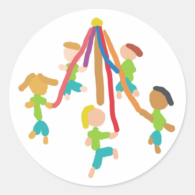 Maypole Dancing Classic Round Sticker (Front)