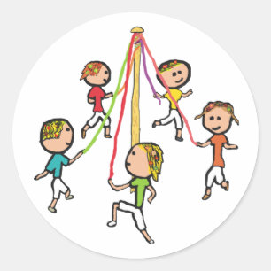 Maypole Dancing Classic Round Sticker