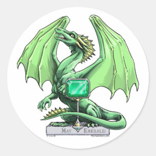 May's Birthstone Dragon: Emerald Classic Round Sticker