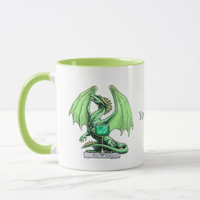 May's Birthstone Dragon: Emerald Mug (Left)