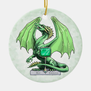 May's Birthstone Dragon: Emerald Ornament