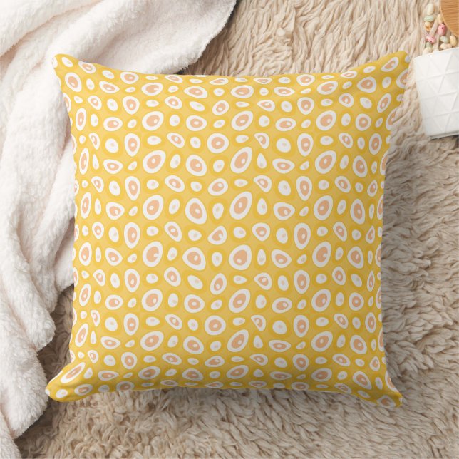 Maz Abstract Teardrops - Butterscotch Peach White  Throw Pillow (Blanket)